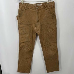 Carhartt Pants Rugged Flex Straight Fit Duck Double Front Tapered 34x30 READ 3